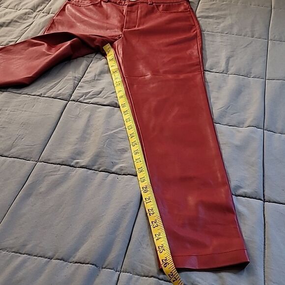 Pinko Red Faux Leather Pants - Picture 4 of 10